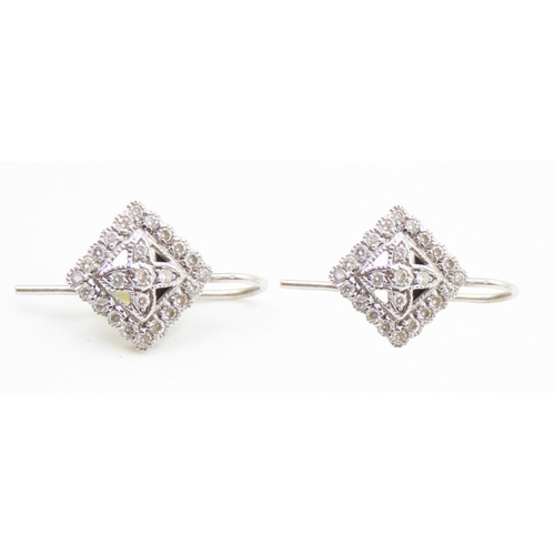 717 - Matching Diamond Set Cluster Earrings Mounted in 9 Carat White Gold Each 1cm High