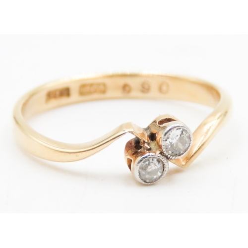 719 - Diamond Twin Stone Set Ring Mounted in 18 Carat Yellow Gold Ring Size M