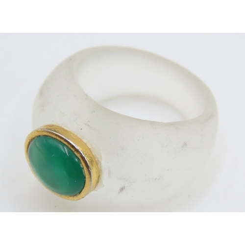 721 - Vintage Jade Ring Unusual Form Size M and a Half