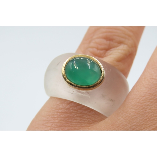 721 - Vintage Jade Ring Unusual Form Size M and a Half