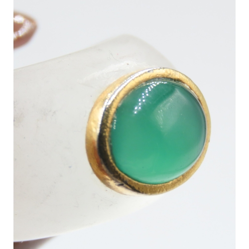 721 - Vintage Jade Ring Unusual Form Size M and a Half