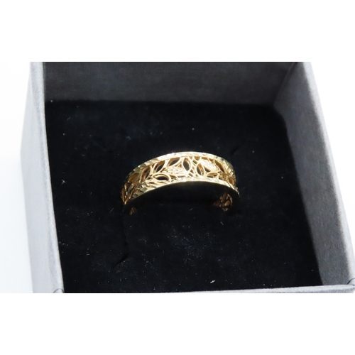 73 - 9 Carat Yellow Gold Filigree Form Ring Attractively Detailed Ring Size L and a Half