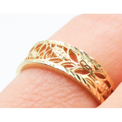 73 - 9 Carat Yellow Gold Filigree Form Ring Attractively Detailed Ring Size L and a Half