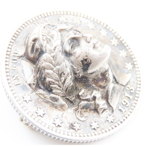 730 - Silver Coin Brooch 2.5cm Diameter