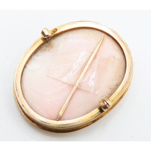 731 - 9 Carat Yellow Gold Cameo Set Brooch 4cm High