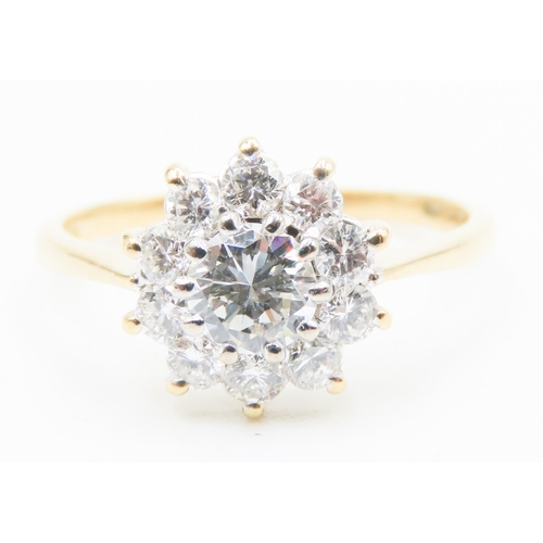 74 - Diamond Set Ladies Daisy Form Cluster Ring Mounted in 18 Carat Yellow Gold Ring Size L Total Diamond... 