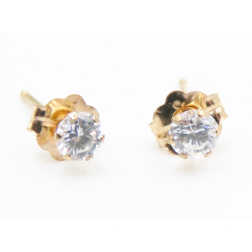 79 - Pair of Gemstone Set Stud Earrings Set in 9 Carat Yellow Gold