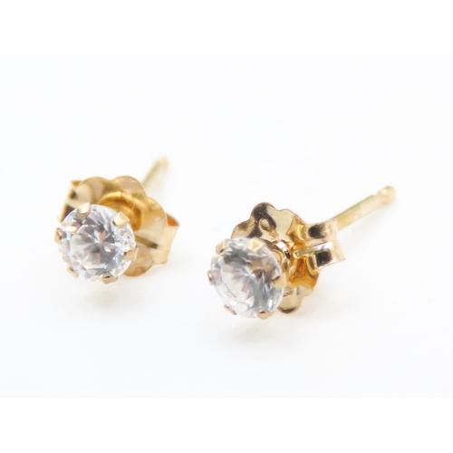 79 - Pair of Gemstone Set Stud Earrings Set in 9 Carat Yellow Gold