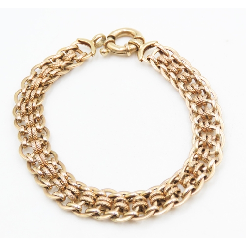 8 - 9 Carat Yellow Gold Fancy Link Bracelet Finely Detailed 1cm Wide 19.5cm Long