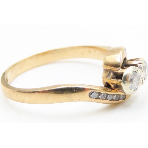 83 - Diamond Toi et Moi Ring Set in 9 Carat Yellow Gold Further Diamonds Set to Shoulders Ring Size L