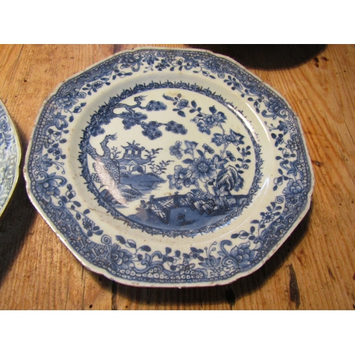 1001 - Two Eighteenth Century Chinese Dishes Blue and White Pattern Each Approximately 8 Inches Diameter