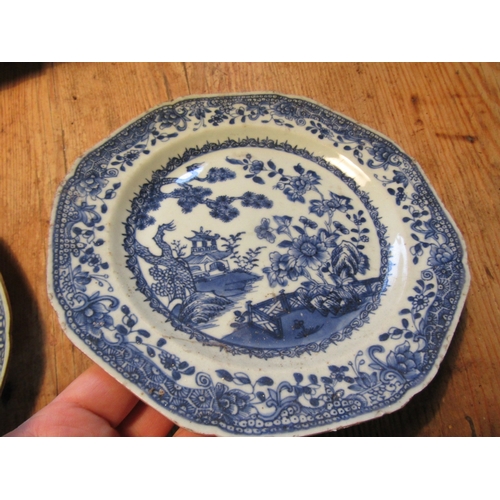 1001 - Two Eighteenth Century Chinese Dishes Blue and White Pattern Each Approximately 8 Inches Diameter