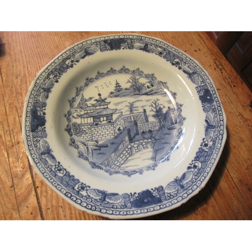 1001 - Two Eighteenth Century Chinese Dishes Blue and White Pattern Each Approximately 8 Inches Diameter