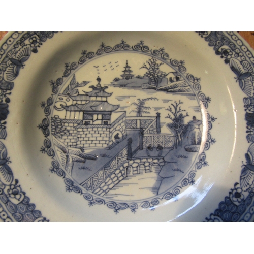 1001 - Two Eighteenth Century Chinese Dishes Blue and White Pattern Each Approximately 8 Inches Diameter