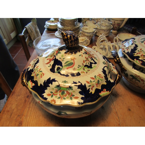 1003 - Pair of Antique Porcelain Terrines with Original Covers Each Approximately 12 Inches Diameter x 13 I... 