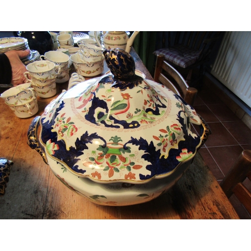 1003 - Pair of Antique Porcelain Terrines with Original Covers Each Approximately 12 Inches Diameter x 13 I... 