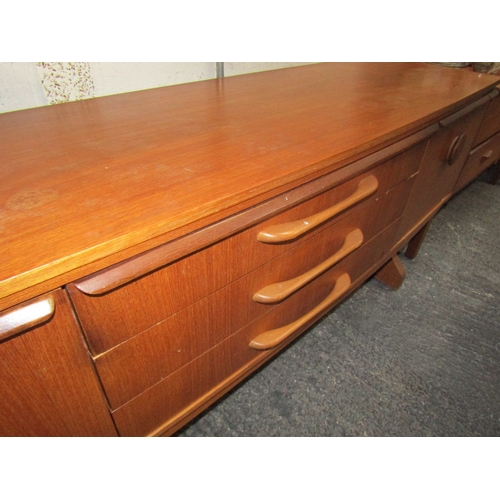 1005 - Vintage Sideboard with Three Central Drawers Above Shaped Supports Approximately 7ft Long