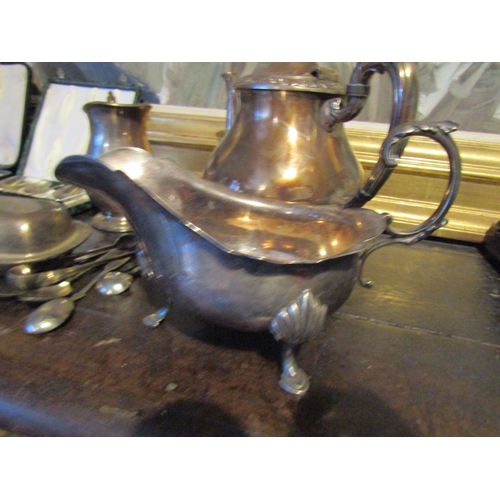 1007 - Various Silver Plate Including Gravy Boat Quantity as Photographed