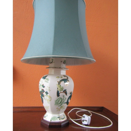 1020 - Masons Iron Stone Table Lamp with Shade Electrified Working Order Approximately 24 Inches High