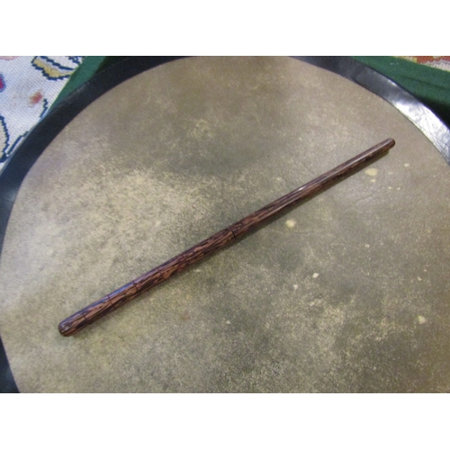 1026 - Bodhran Goatskin with Beater Contained Within Hardwood Case Good Original Condition Full Size