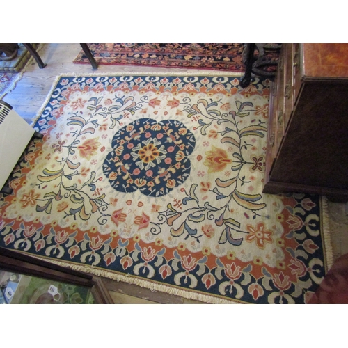 1031 - Portuguese Arraiolos Rug Stylised Borders Attractively Weaved Approximately 6ft 6 Inches x 5ft