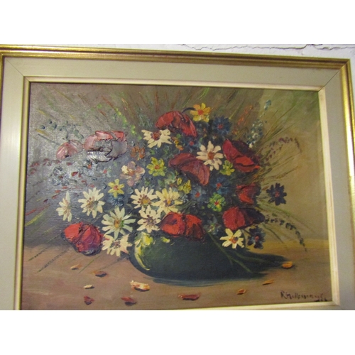 1032 - Continental School Still Life Oil on Board Approximately 10 Inches High x 12 Inches Wide Signed Indi... 