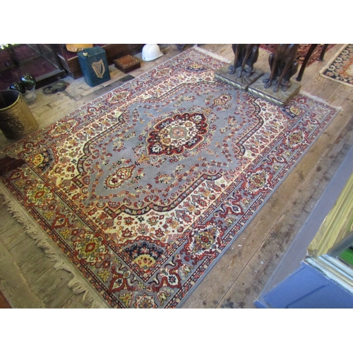 1039 - Persian Pure Wool Rug Central Medallion with Patterned Borders Approximately 9ft Long x 5ft Wide