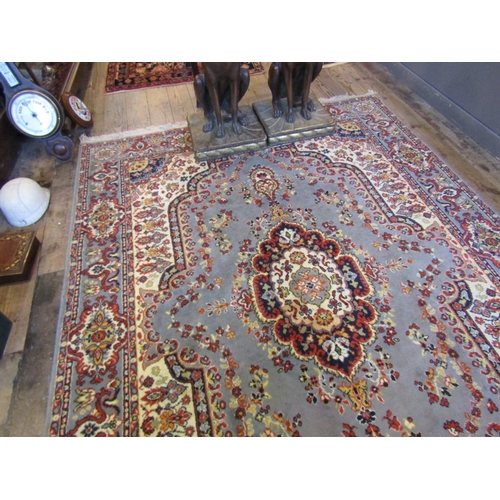 1039 - Persian Pure Wool Rug Central Medallion with Patterned Borders Approximately 9ft Long x 5ft Wide