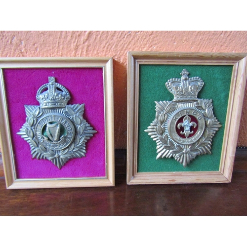 1049 - Two Military Badges Now Framed Each Approximately 8 Inches High x 6 Inches Wide