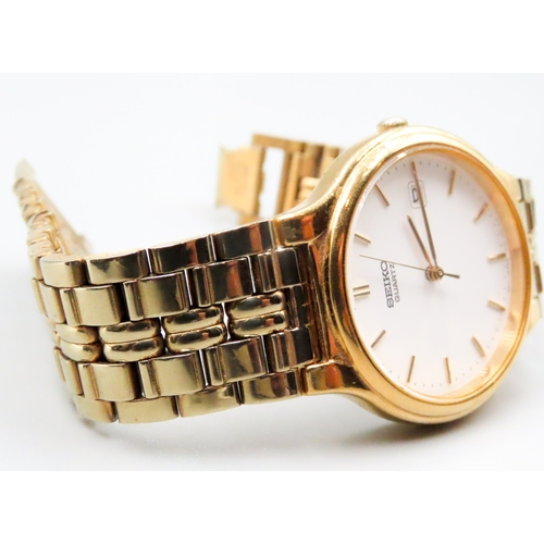 105 - Seiko Gold Tone Quartz Wristwatch Date Aperture