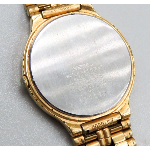 105 - Seiko Gold Tone Quartz Wristwatch Date Aperture