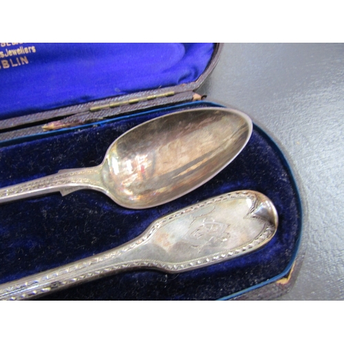 1060 - Irish Silver Travelling Fork and Spoon Fiddle Pattern Contained Within Original Presentation Box