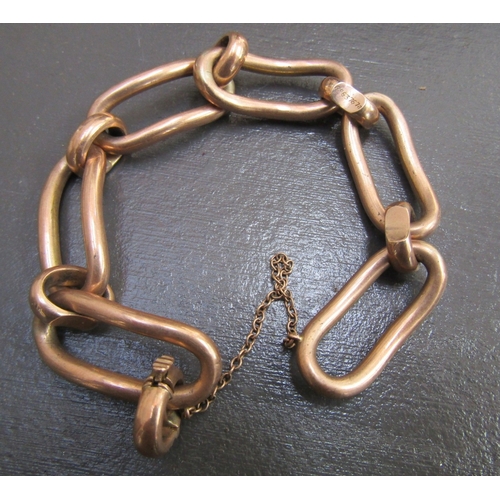 1071 - Nine Carat Rose Gold Chain Link Articulated Form Ladies Bracelet