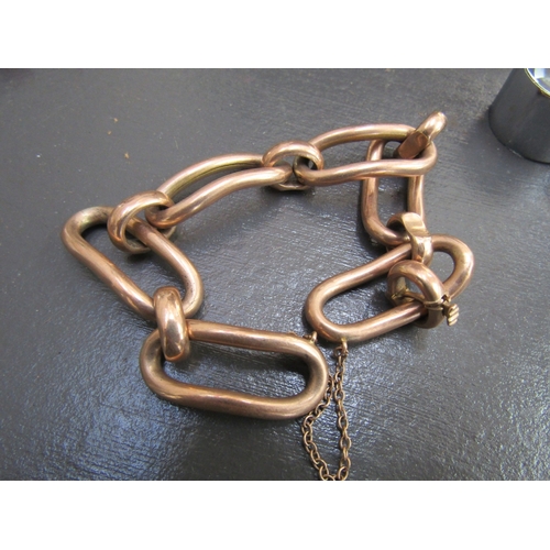 1071 - Nine Carat Rose Gold Chain Link Articulated Form Ladies Bracelet