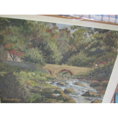 1074 - Harold Page River Scene with Bridge Oil on Board Approximately 12 Inches High x 16 Inches Wide Signe... 