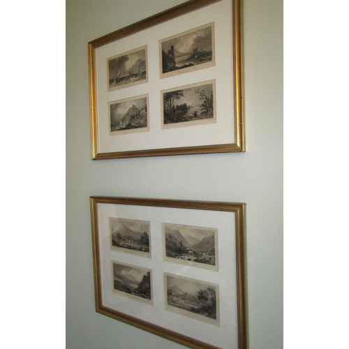 1078 - Set of Five Gilt Framed Views Four to Each Frame Irish and Others Each Frame Size Approximately 20 I... 