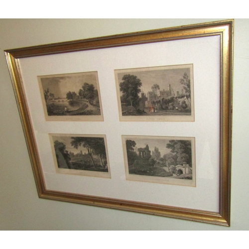 1078 - Set of Five Gilt Framed Views Four to Each Frame Irish and Others Each Frame Size Approximately 20 I... 