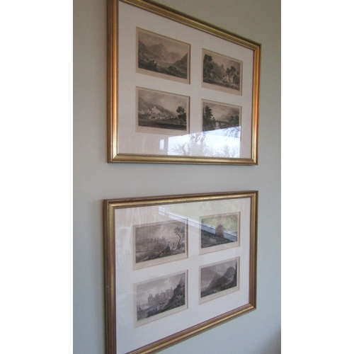 1078 - Set of Five Gilt Framed Views Four to Each Frame Irish and Others Each Frame Size Approximately 20 I... 