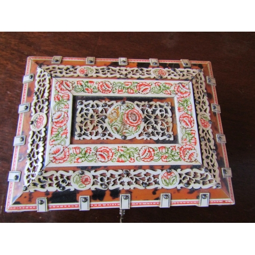 1090 - Anglo Indian Vizagapatam Jewellery Box Lined Interior Finely Detailed Throughout Approximately 7 Inc... 