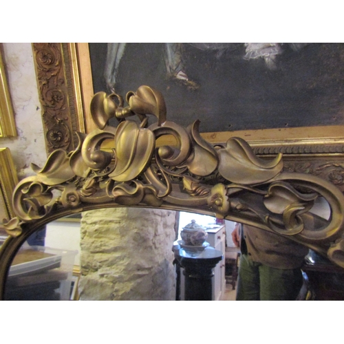 1092 - Irish William IV Carved Giltwood Serpentine Form Overmantle Mirror 5ft High x 4ft 6 Inches Wide