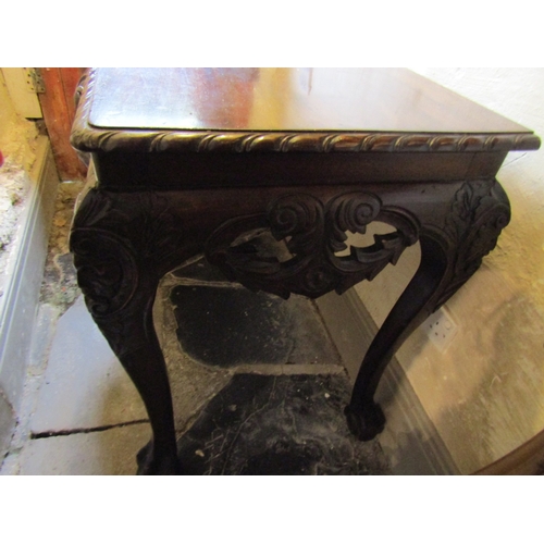 1095 - Irish Chippendale  Side Table Mahogany Carved Mask Decoration to Frieze Above Claw and Ball Supports... 