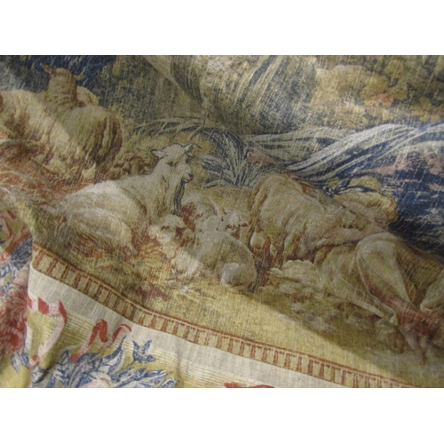 1098 - Antique Aubusson Tapestry Wall Hanging Pastoral Scene Approximately 10ft Wide x 7ft High