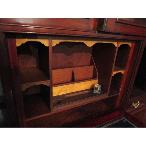 1099 - Victorian Rosewood Marquetry Decorated Secretaire Cabinet Glazed Twin Doors Above Cupboard Base Appr... 