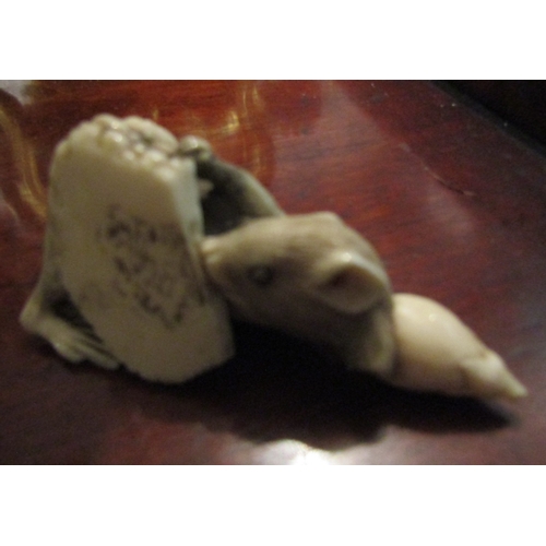 1112 - Carved Netsuke Figure Signed to Base