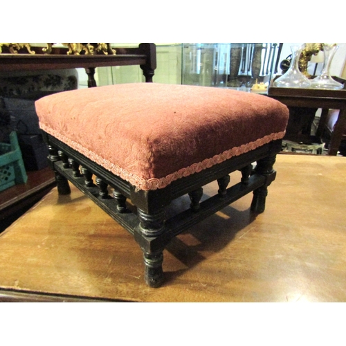 1117 - Upholstered Footstool Approximately 12 Inches Wide x 8 Inches High