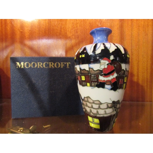 1119 - Moorcroft Christmas Theme Vase Approximately 8 Inches High  Original Presentation Box Present