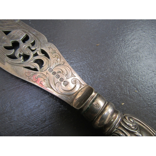 1132 - Silver Handled Fish Serving Knife and Fork with Fish Motif Engraving to Blade Attractively Detailed ... 