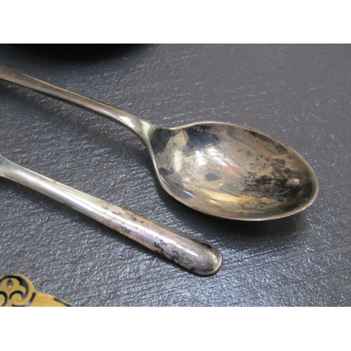 1134 - Silver Clasp Egyptian Motif Silver Spoon Silver Crude Spoon and Brooch