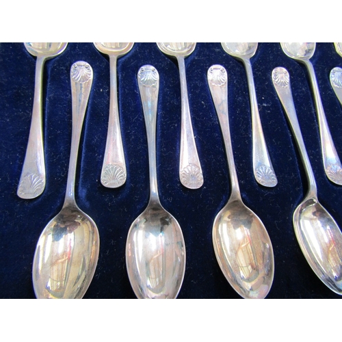 1141 - Full Set of Twelve Solid Silver Teaspoons Contained Within Original West and Son Presentation Box