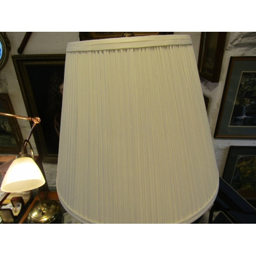 1143 - Ormolu and Marble Corinthian Column Form Table Lamp Pleated Shade Approximately 30 Inches High